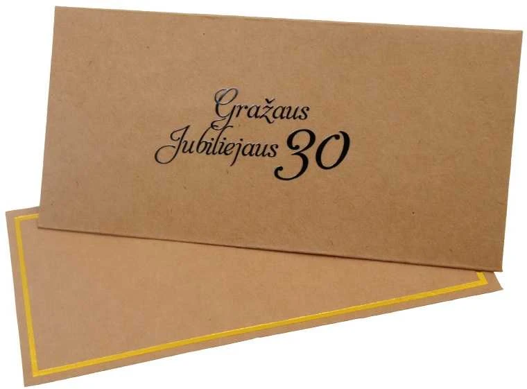 Vokas su kortele "Gražaus jubiliejaus 30" 19x9,5 cm, 190 g - Ruda