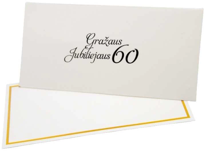 Vokas su kortele "Gražaus jubiliejaus 60" 19x9,5 cm, 190 g - Ruda