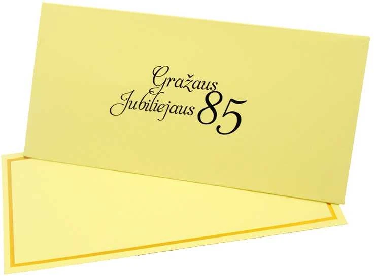 Vokas su kortele "Gražaus jubiliejaus 85" 19x9,5 cm, 190 g - Tamsiai raudona