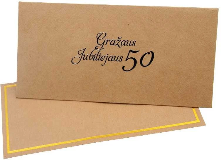 Vokas su kortele "Gražaus jubiliejaus 50" 19x9,5 cm, 190 g - Ruda