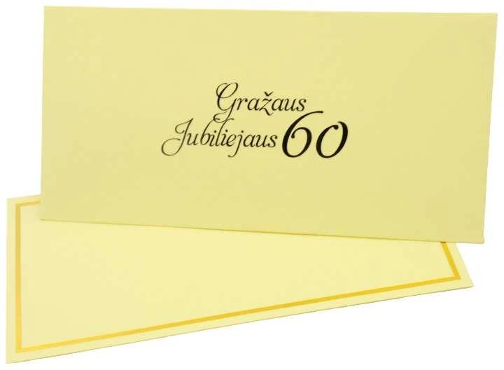 Vokas su kortele "Gražaus jubiliejaus 60" 19x9,5 cm, 190 g - Ruda