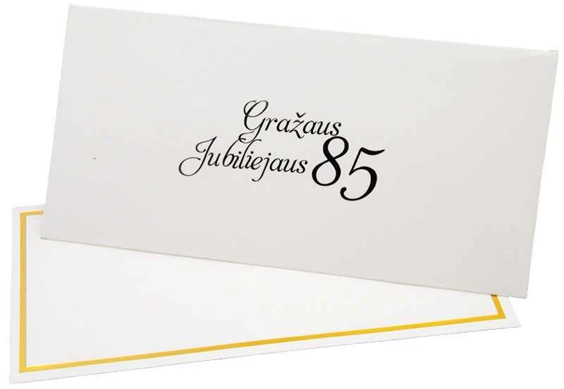 Vokas su kortele "Gražaus jubiliejaus 85" 19x9,5 cm, 190 g - Tamsiai raudona