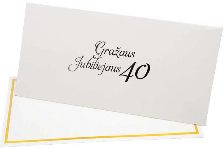 Vokas su kortele "Gražaus jubiliejaus 40" 19x9,5 cm, 190 g - Geltona