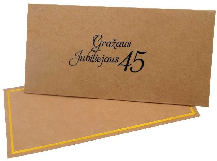 Vokas su kortele "Gražaus jubiliejaus 45" 19x9,5 cm, 190 g - Geltona