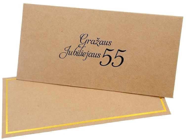 Vokas su kortele "Gražaus jubiliejaus 55" 19x9,5 cm, 190 g - Geltona