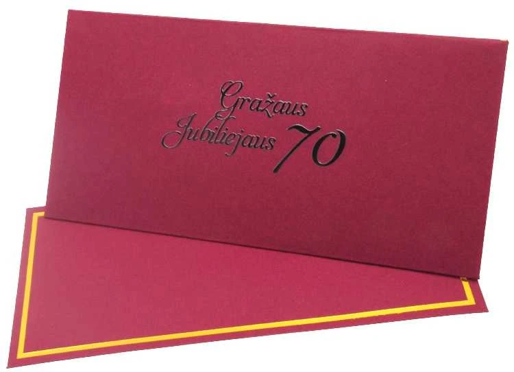Vokas su kortele "Gražaus jubiliejaus 70" 19x9,5 cm, 190 g - Ruda