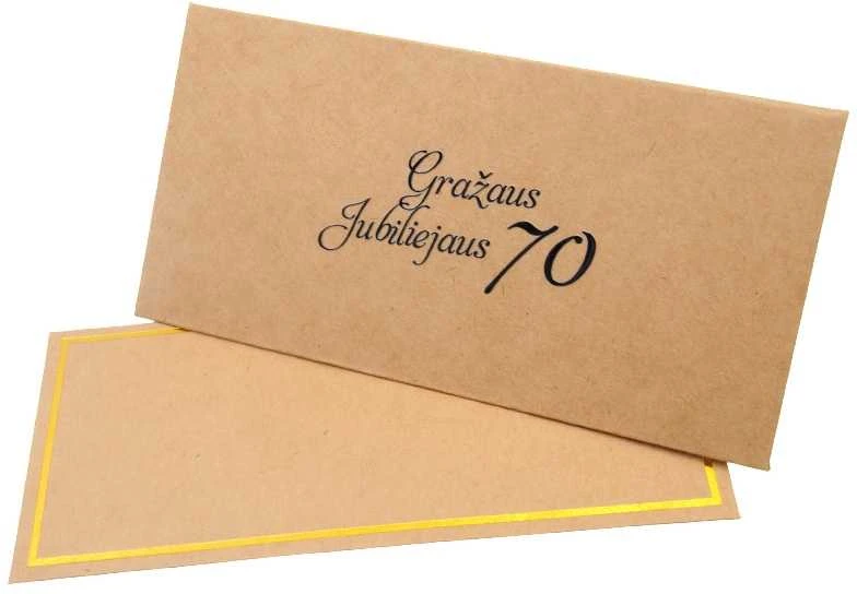 Vokas su kortele "Gražaus jubiliejaus 70" 19x9,5 cm, 190 g - Ruda