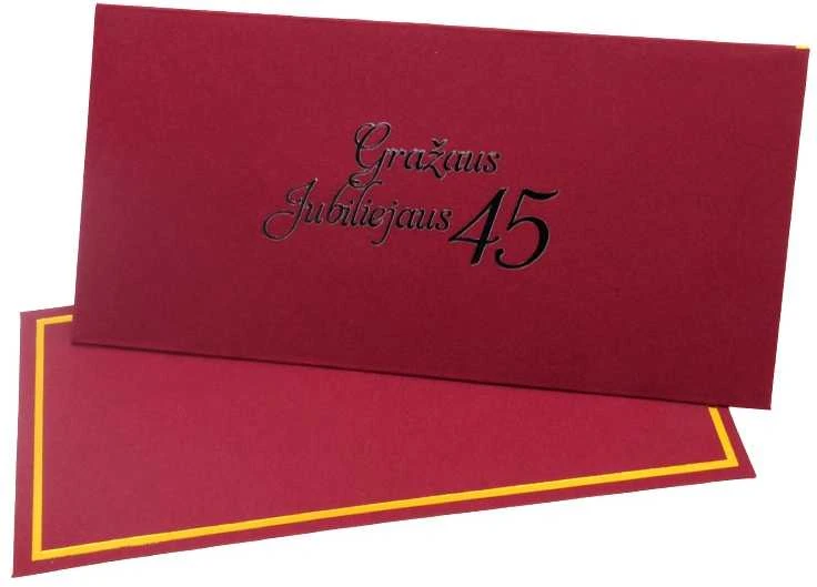 Vokas su kortele "Gražaus jubiliejaus 45" 19x9,5 cm, 190 g - Geltona