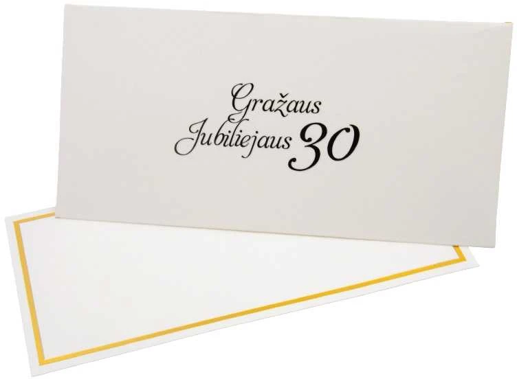 Vokas su kortele "Gražaus jubiliejaus 30" 19x9,5 cm, 190 g - Ruda