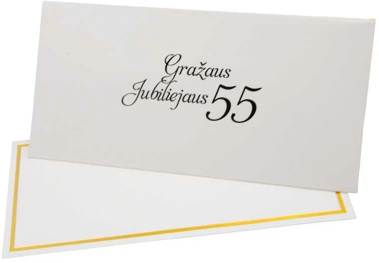 Vokas su kortele "Gražaus jubiliejaus 55" 19x9,5 cm, 190 g - Geltona