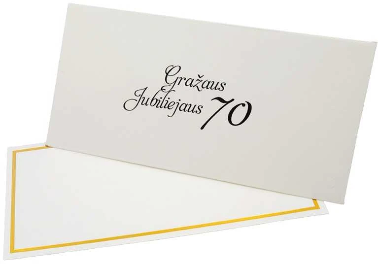 Vokas su kortele "Gražaus jubiliejaus 70" 19x9,5 cm, 190 g - Ruda