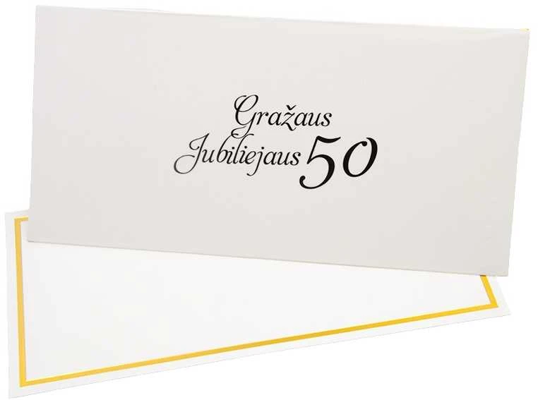 Vokas su kortele "Gražaus jubiliejaus 50" 19x9,5 cm, 190 g - Ruda