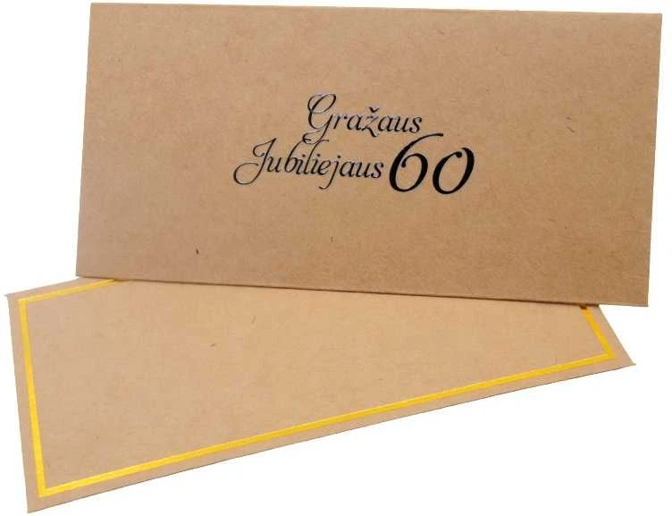 Vokas su kortele "Gražaus jubiliejaus 60" 19x9,5 cm, 190 g - Ruda