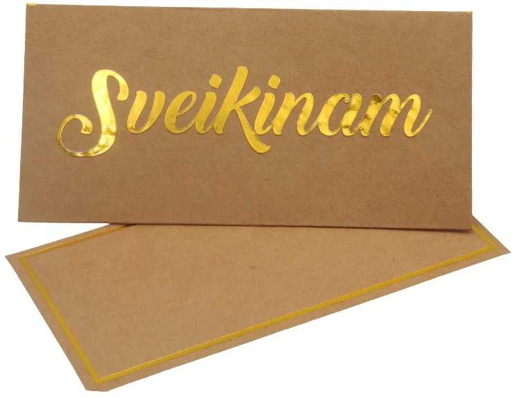 Vokas su kortele "Sveikinam" 19x9,5 cm, 190 g - Ruda