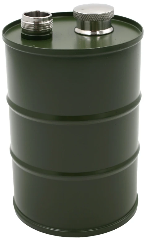 Žalia statinės formos metalinė gertuvė, 600 ml