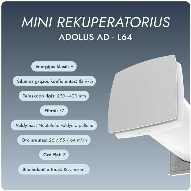 Mini rekuperatorius Adolus AD - L64