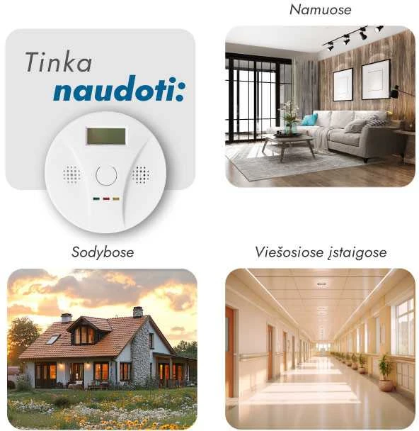 Anglies monoksido (smalkių) detektorius LP10-1, 3 metų (10 vnt.)