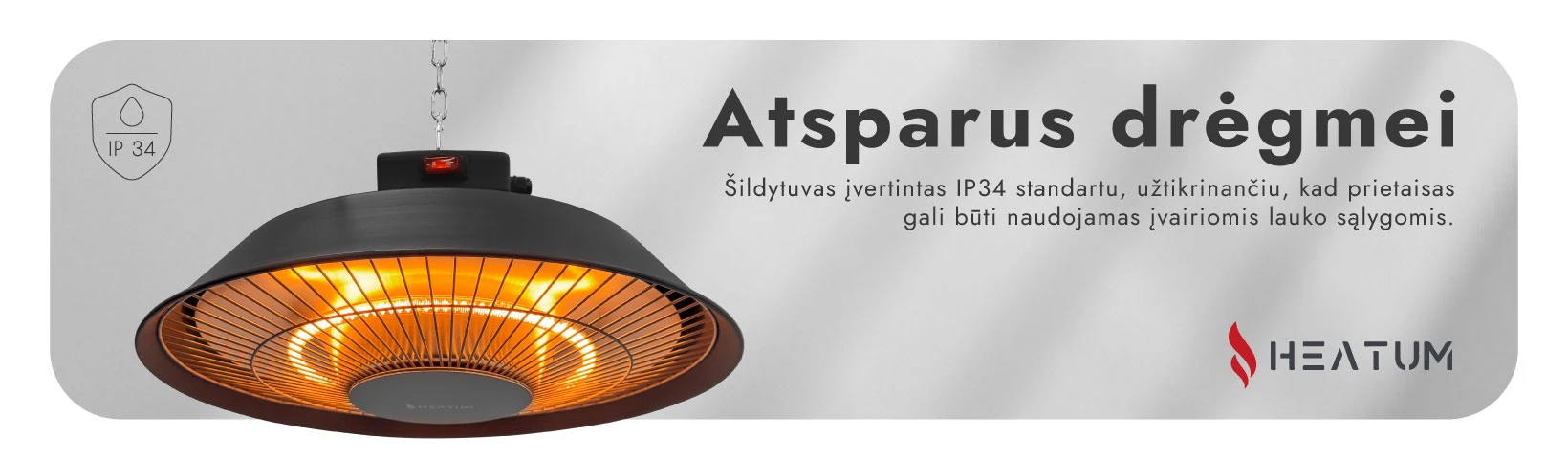 Infraraudonųjų spindulių šildytuvas Heatum H1500 AURA aprašymas - Prekės nuotrauka