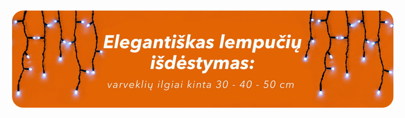 Lauko girlianda varvekliai (šaltai baltos LED lemputės) PROLED IP67 10m aprašymas - Prekės nuotrauka