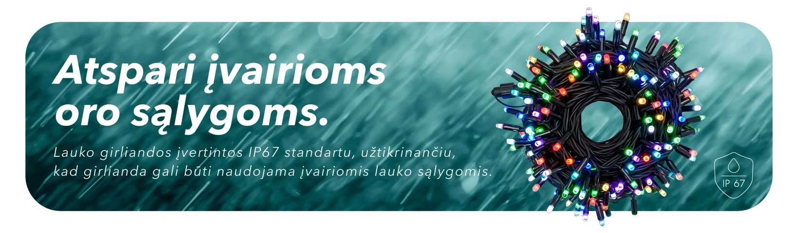 Lauko ir vidaus girlianda (LED lemputės) 50 m PROLED RGB aprašymas - Prekės nuotrauka