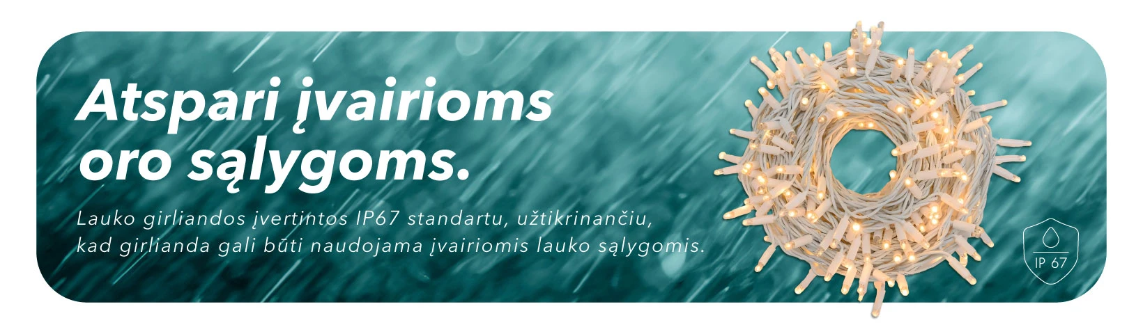 Lauko ir vidaus girlianda (LED lemputės) 30 m PROLED balta aprašymas - Prekės nuotrauka
