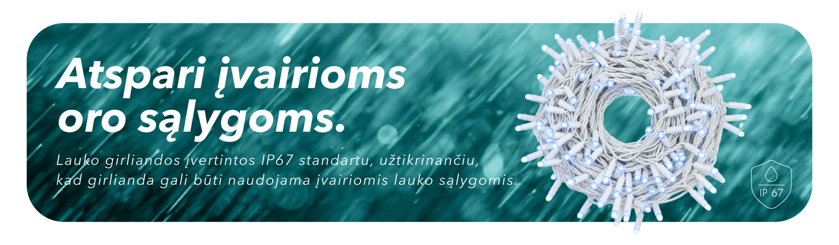 Lauko ir vidaus girlianda (šaltai baltos LED lemputės) 10 m PROLED balta aprašymas - Prekės nuotrauka