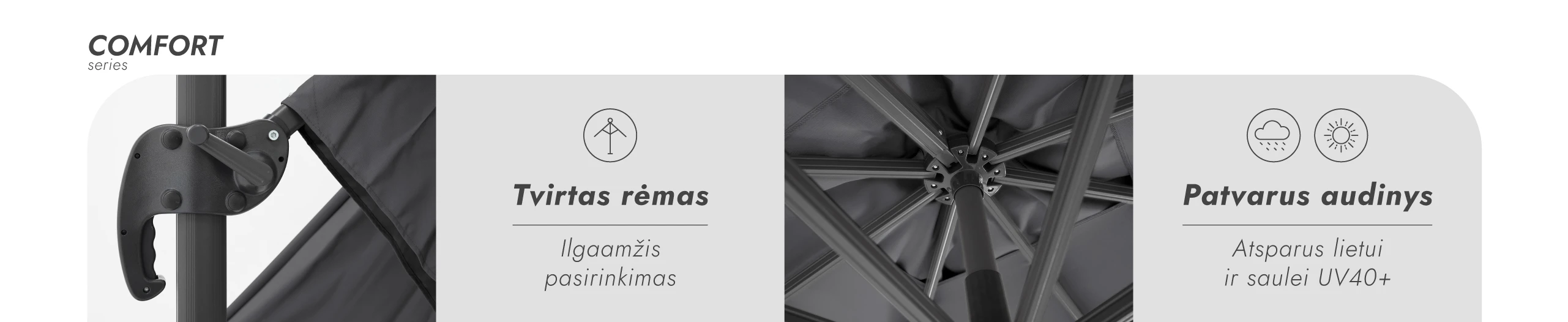Zeltpro Lauko skėtis su Solid padu Comfort Antracito aprašymas - Prekės nuotrauka