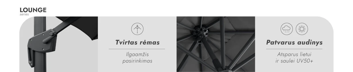 Zeltpro Lauko skėtis su Solid padu (užvalkalas dovanų) Lounge Antracito aprašymas - Prekės nuotrauka