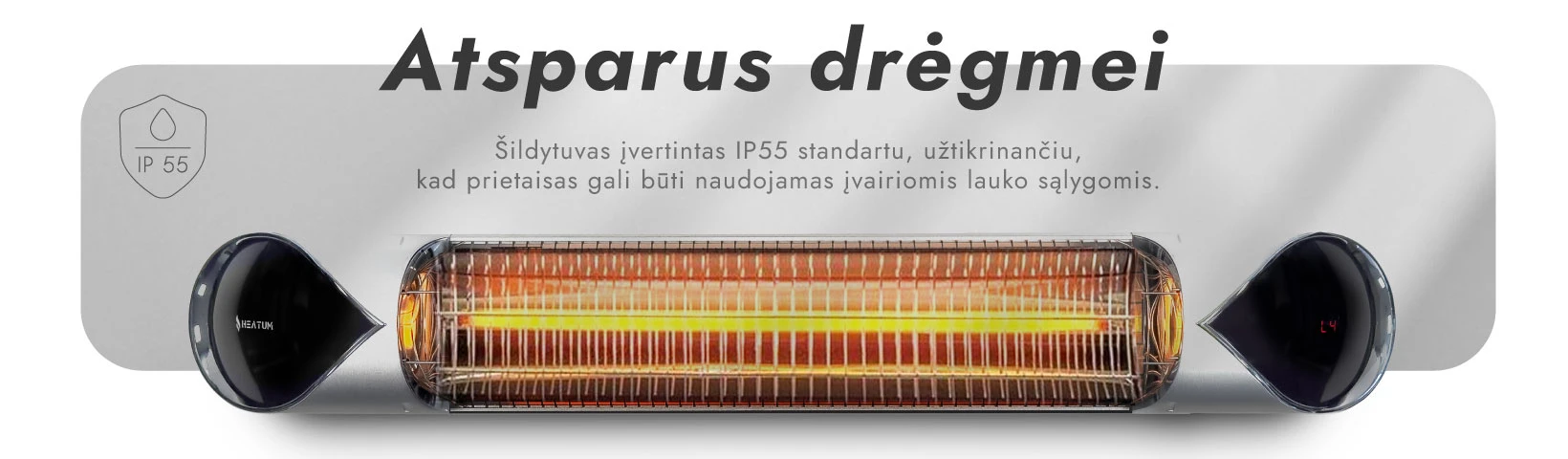 Pastatomas Infraraudonųjų spindulių šildytuvas Heatum H2000R CORE Sidabrinis su trikoju stovu aprašymas - Prekės nuotrauka