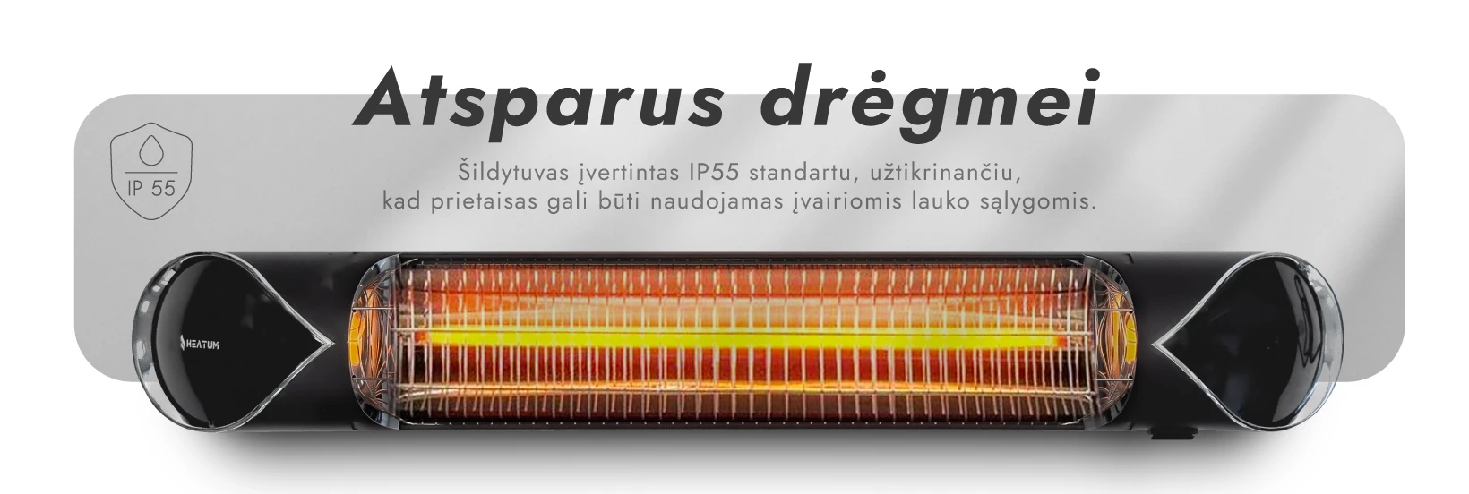 Pastatomas Infraraudonųjų spindulių šildytuvas Heatum H2500R CORE Juodas su trikoju stovu aprašymas - Prekės nuotrauka