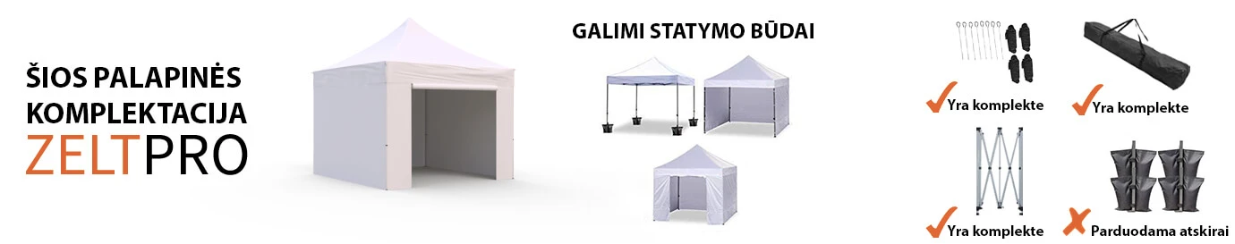 Prekybinė Palapinė 3x3 Balta Zeltpro PROFRAME aprašymas - Prekės nuotrauka