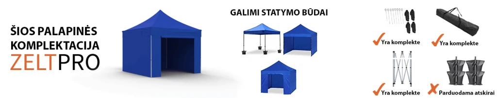 Prekybinė Palapinė 3x3 Mėlyna Zeltpro PREMIUM+ aprašymas - Prekės nuotrauka
