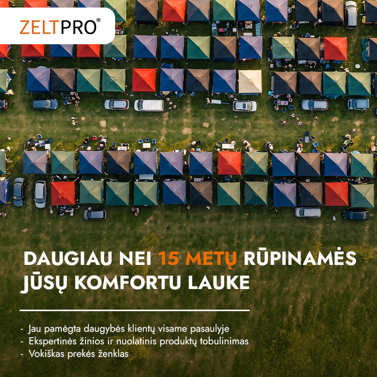 Prekybinė Palapinė 4x6 Žalia Zeltpro PREMIUM+ su 4 sienomis, krepšiu aprašymas - Prekės nuotrauka