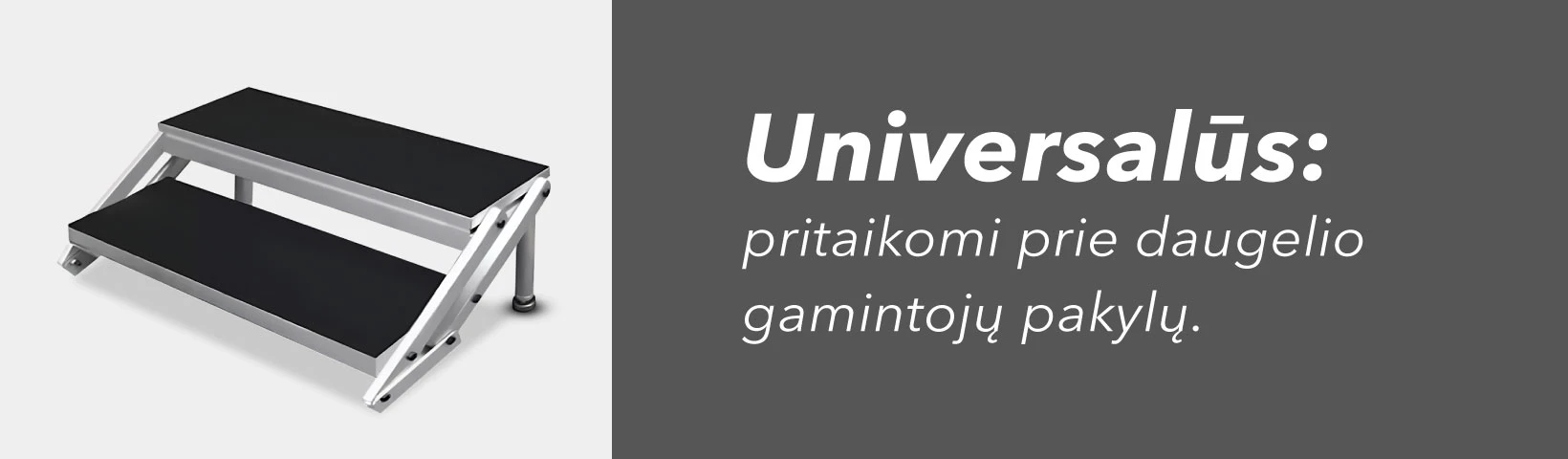Reguliuojami aliuminiai laiptai pakylai 40-60 cm (2 pakopų) aprašymas - Prekės nuotrauka