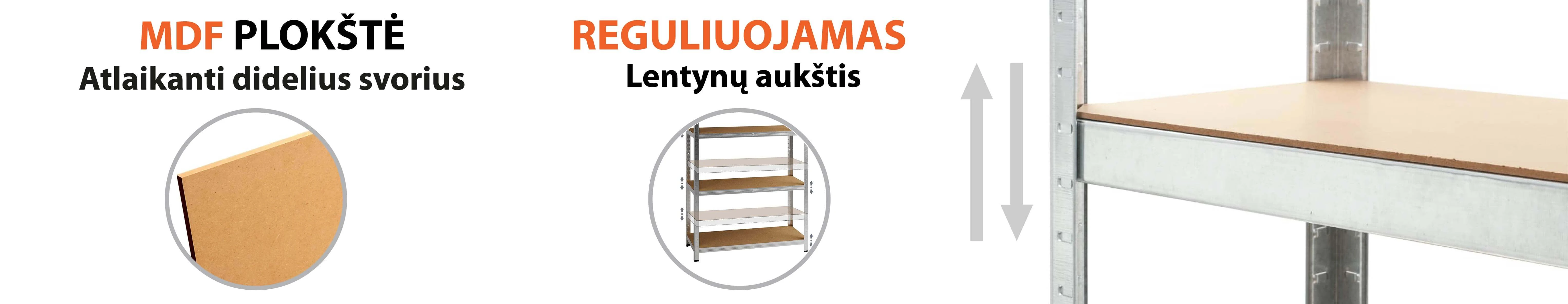 Tonro Sandėliavimo lentynos stelažai 180x120x45 PRO aprašymas - Prekės nuotrauka