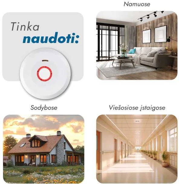 Dūmų detektorius XP-750W su WIFI, integruota 10 metų baterija 3V (10 vnt.)
