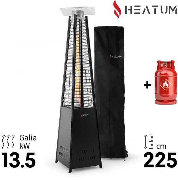 Heatum Atėnė Dujinis šildytuvas Piramidė Juoda su dujų balionu