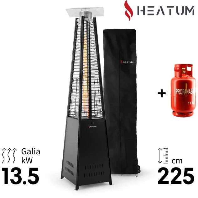 Heatum Atėnė Dujinis šildytuvas Piramidė Juoda su dujų balionu