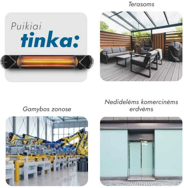 Infraraudonųjų spindulių šildytuvas Heatum H2500R CORE Juodas