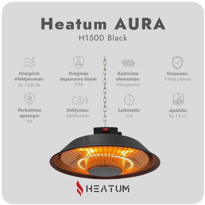 Infraraudonųjų spindulių šildytuvas Heatum H1500 AURA