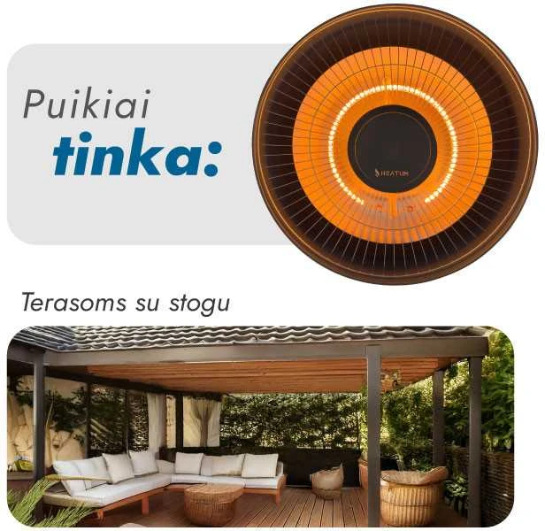 Infraraudonųjų spindulių šildytuvas Heatum H2000R VERSE Juodas