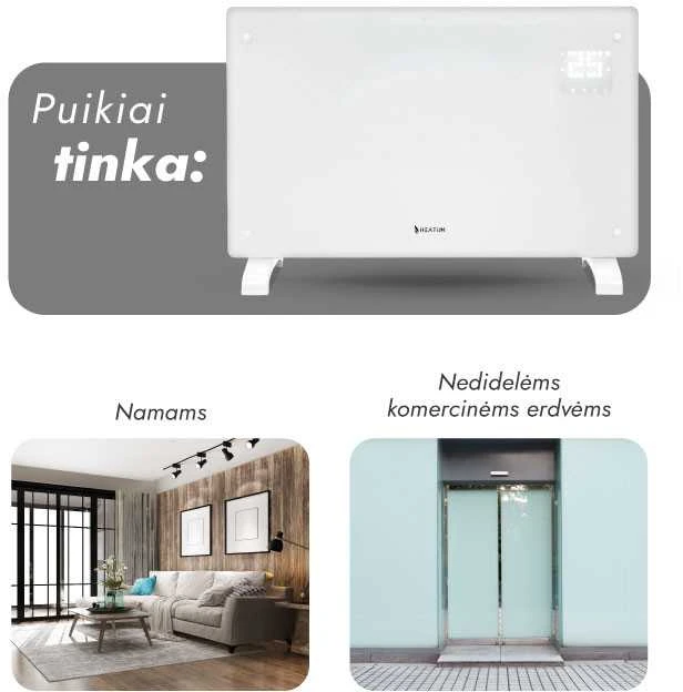 Konvekcinis šildytuvas (elektrinis radiatorius) Heatum REVO H2000R Baltas