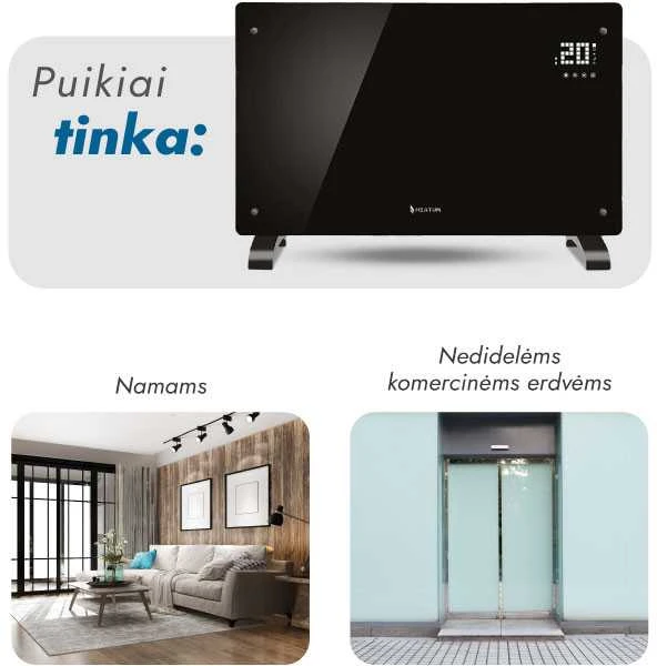 Konvekcinis šildytuvas (elektrinis radiatorius) Heatum REVO H2000R Juodas