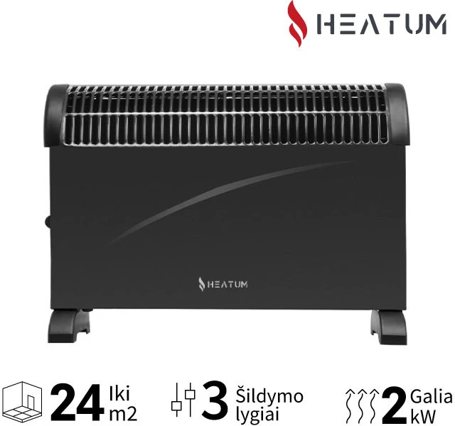 Konvekcinis šildytuvas (elektrinis radiatorius) Heatum THERMA H2000 Juodas