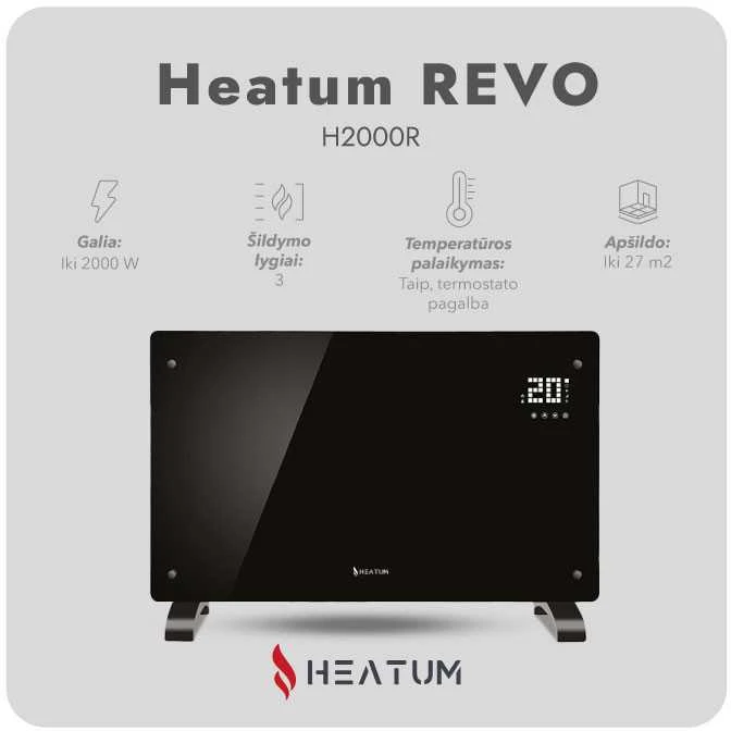 Konvekcinis šildytuvas (elektrinis radiatorius) Heatum REVO H2000R Juodas