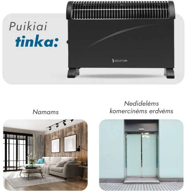 Konvekcinis šildytuvas (elektrinis radiatorius) Heatum THERMA H2000 Juodas