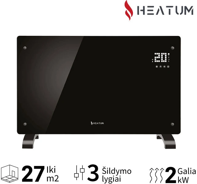 Konvekcinis šildytuvas (elektrinis radiatorius) Heatum REVO H2000R Juodas