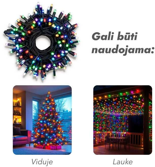Lauko ir vidaus girlianda (LED lemputės) 100 m PROLED RGB
