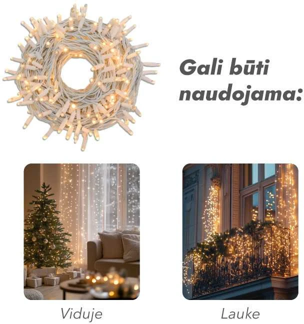 Lauko ir vidaus girlianda (LED lemputės) 100 m PROLED balta