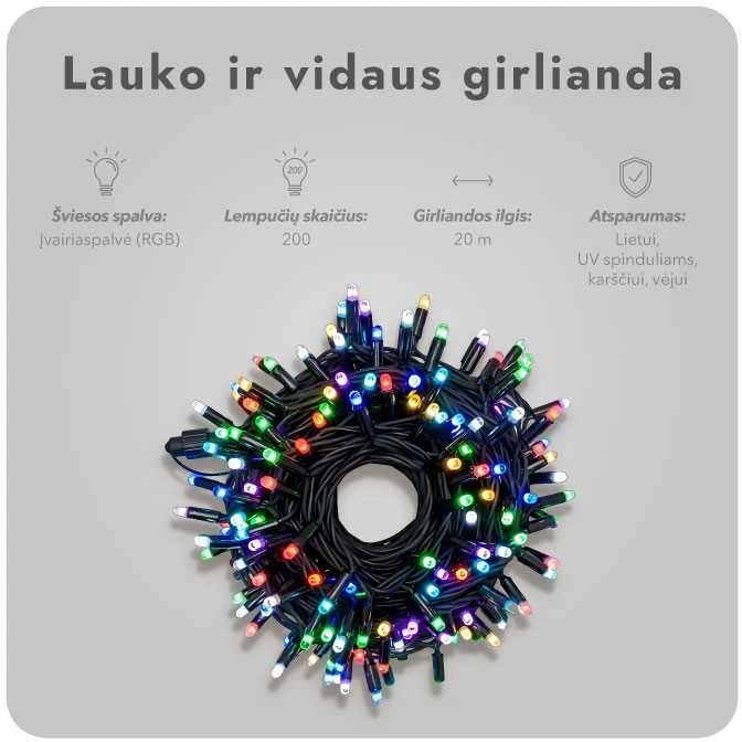 Lauko ir vidaus girlianda (LED lemputės) 20 m PROLED RGB